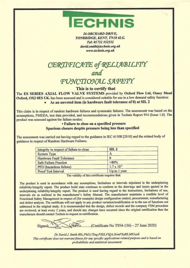 Certificate Of Reliability And Functional Safety